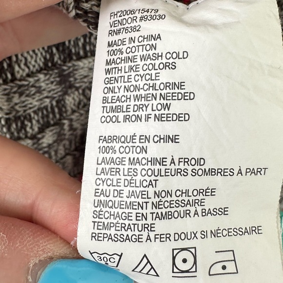 Timberland Sweater Heavy Knit Cotton Gray Marled Red Trim Ribbed Long Sleeve 3X - Picture 6 of 7